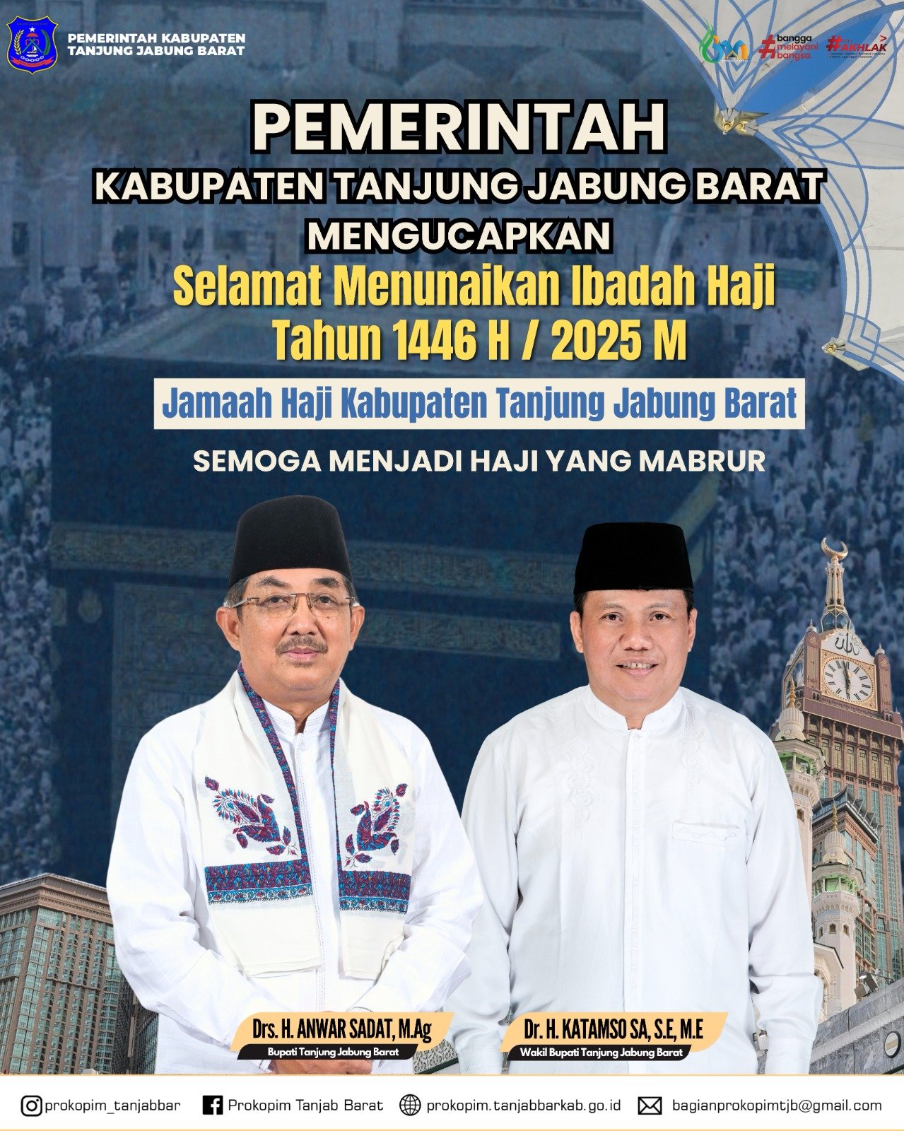 PEMERINTAH KABUPATEN TANJUNG JABUNG BARAT MENGUCAPKAN SELAMAT MENUNAIKAN IBADAH HAJI TAHUN 1446H / 2025 M