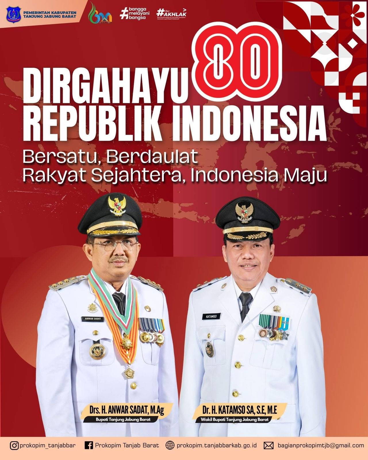 PEMERINTAH KAB. TANJUNG JABUNG BARAT MENGUCAPKAN DIRGAHAYU REPUBLIK INDONESIA KE 80 TAHUN