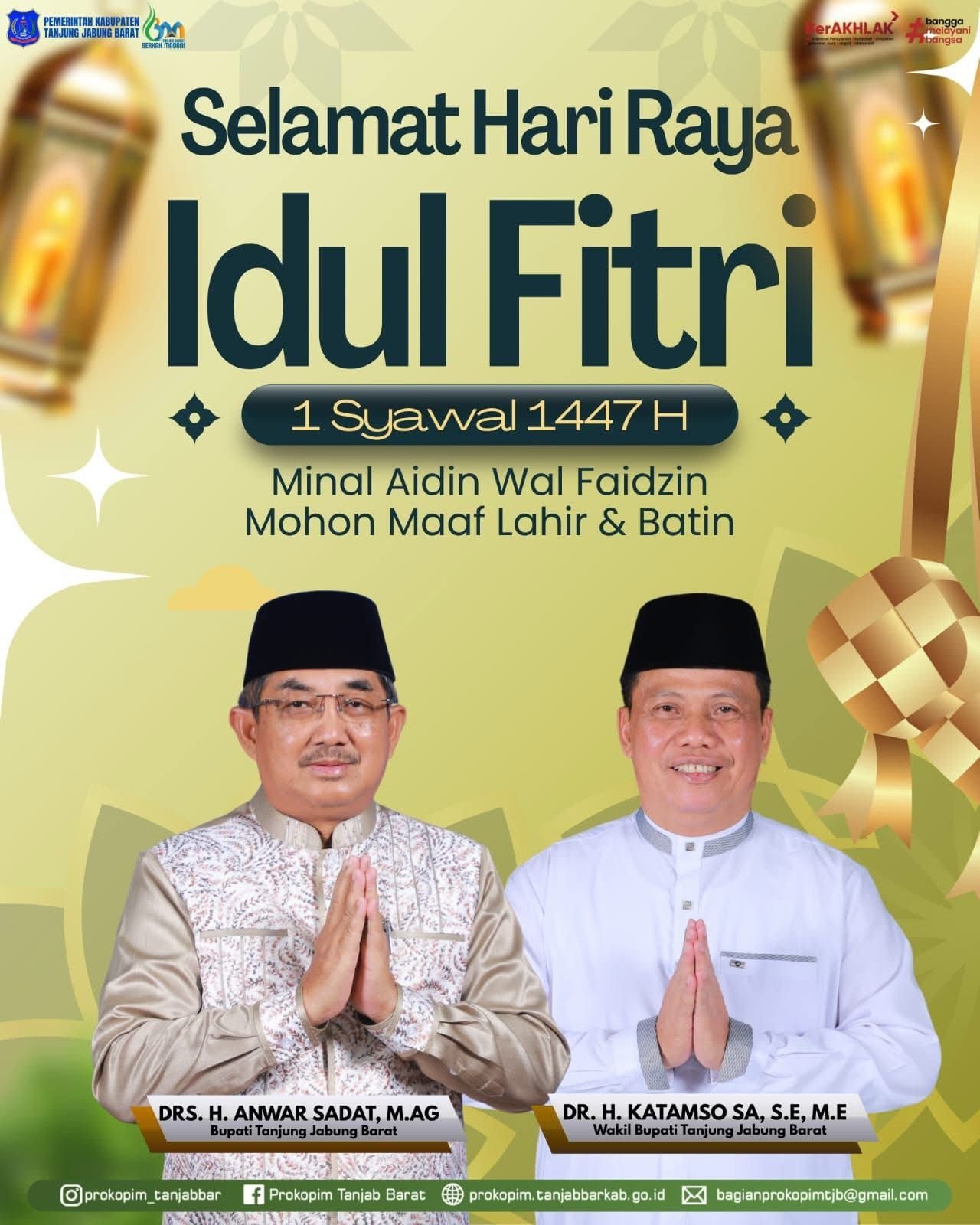 PEMKAB TANJUNG JABUNG BARAT MENGUCAPKAN SELAMAT HARI RAYA IDUL FITRI 1 SYAWAL 1447H