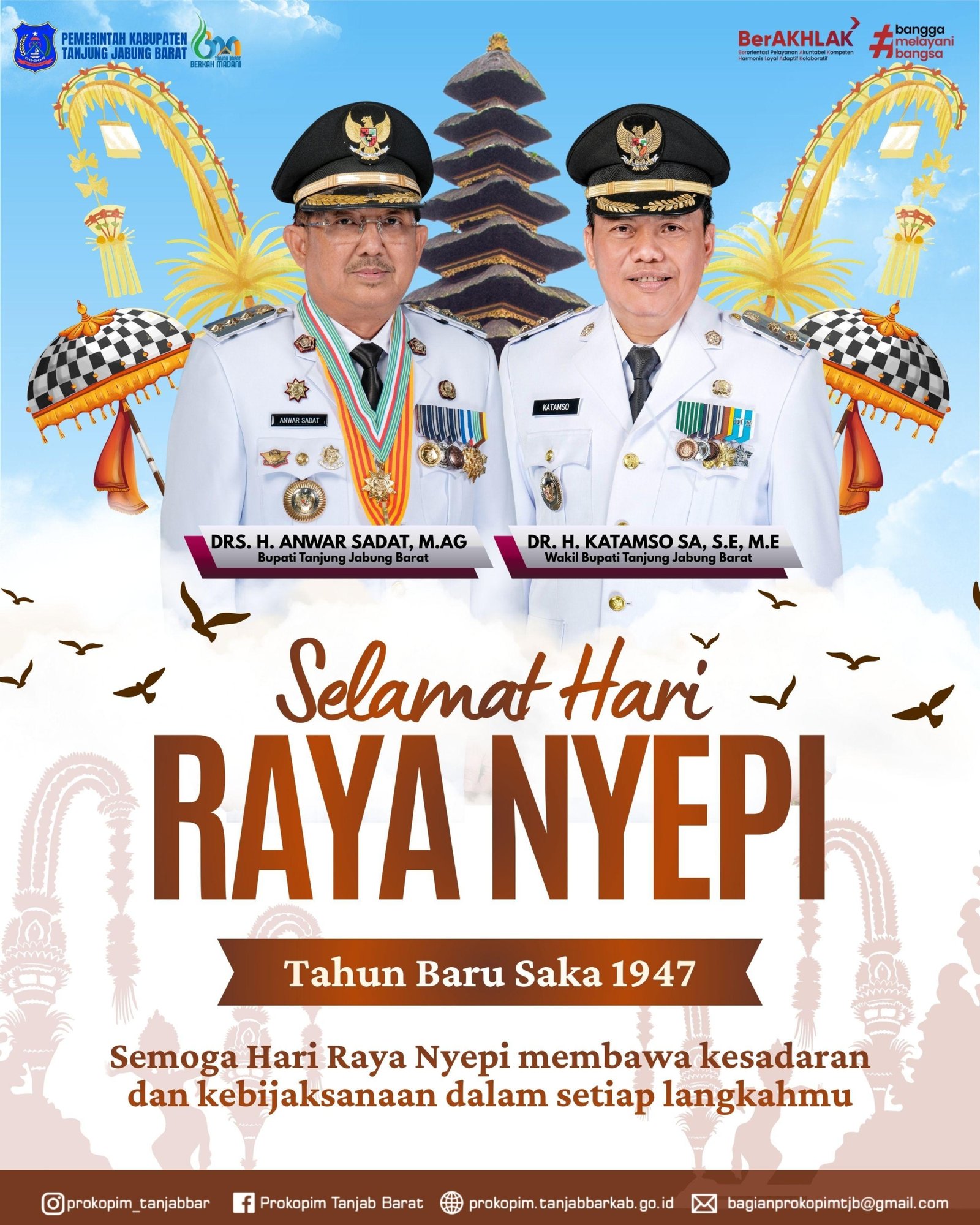 PEMKAB TANJUNG JABUNG BARAT MENGUCAPKAN SELAMAT HARI NYEPI TAHUN BARU SAKA 1947