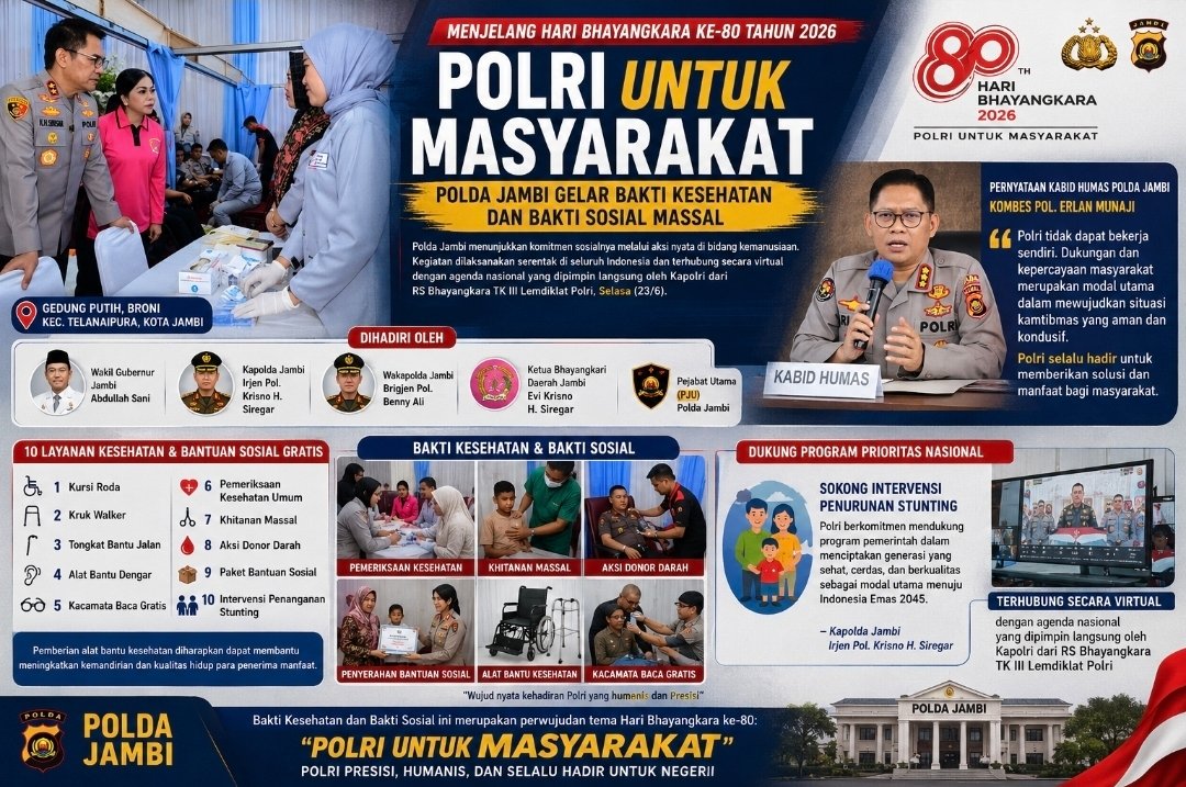 alt="Suasana pelayanan pemeriksaan kesehatan gratis Polda Jambi dalam rangka Hari Bhayangkara ke 80"