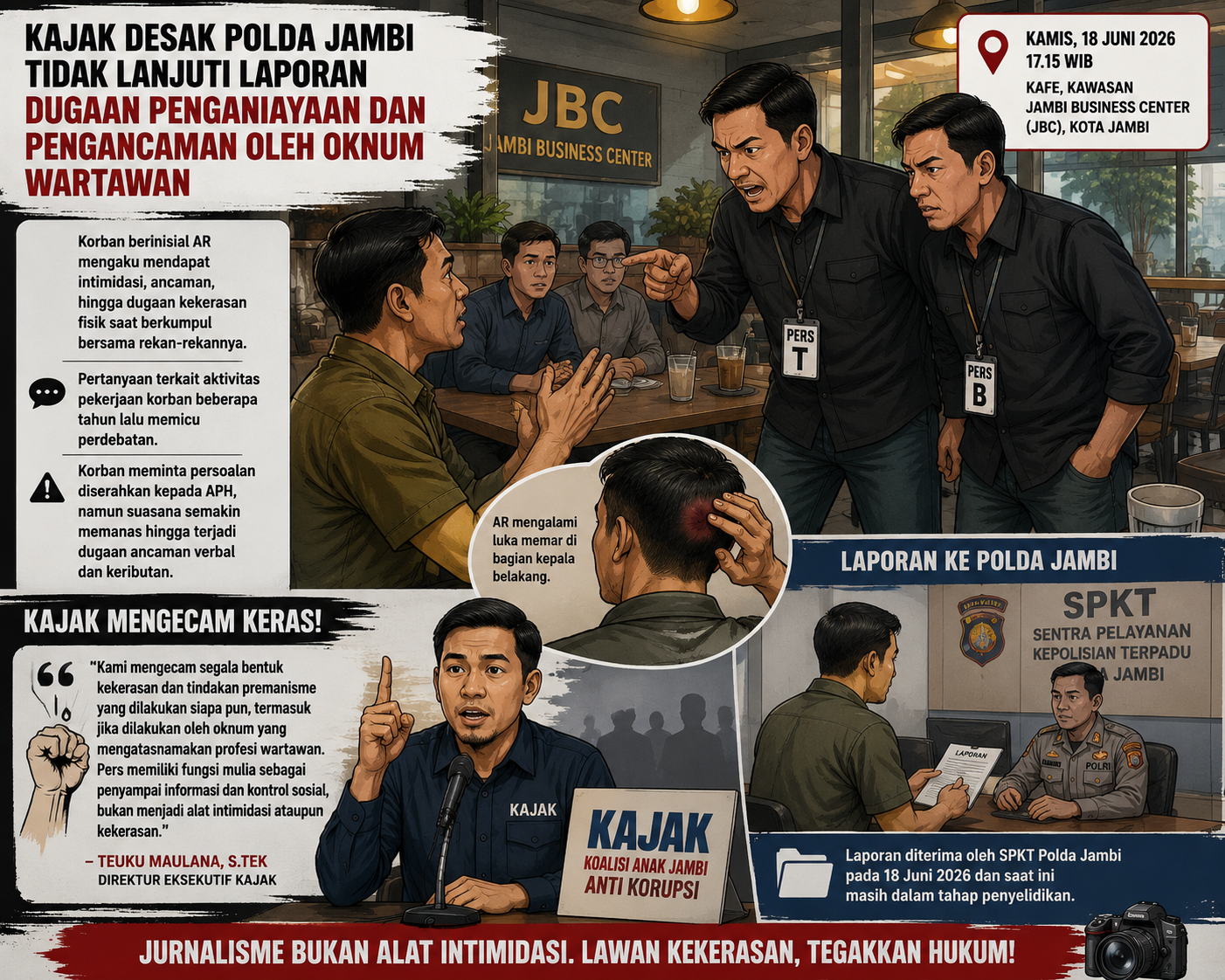 alt="Gedung Sentra Pelayanan Kepolisian Terpadu SPKT Polda Jambi tempat korban AR melapor"
